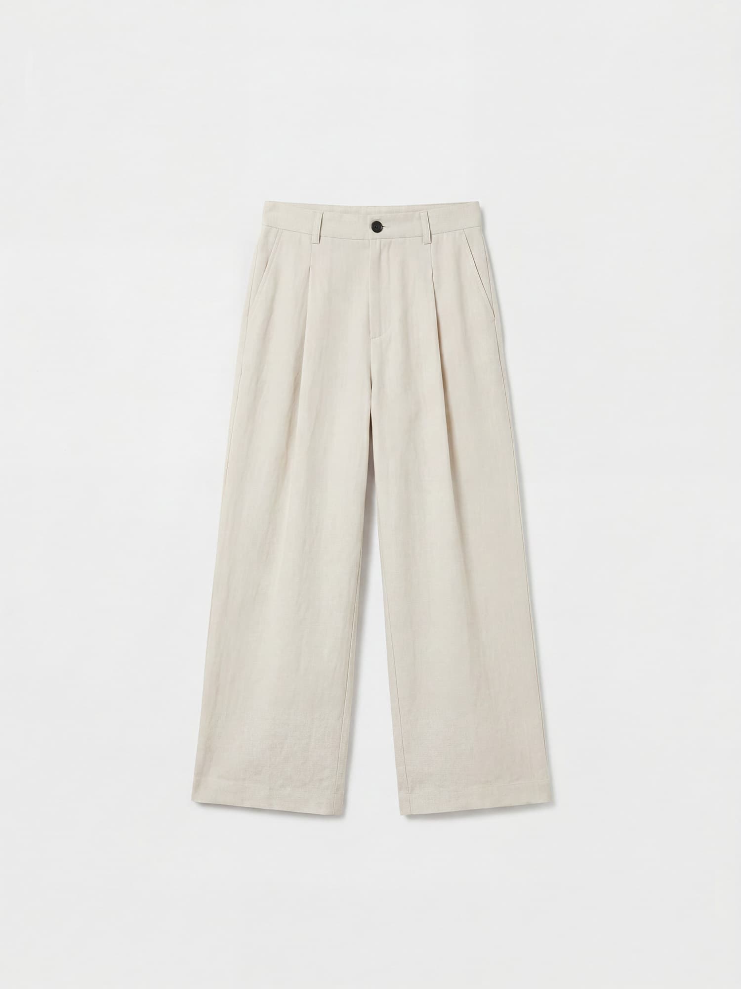 LINEN PIN-TUCK SLACKS_BEIGE (6월5일 예약배송)