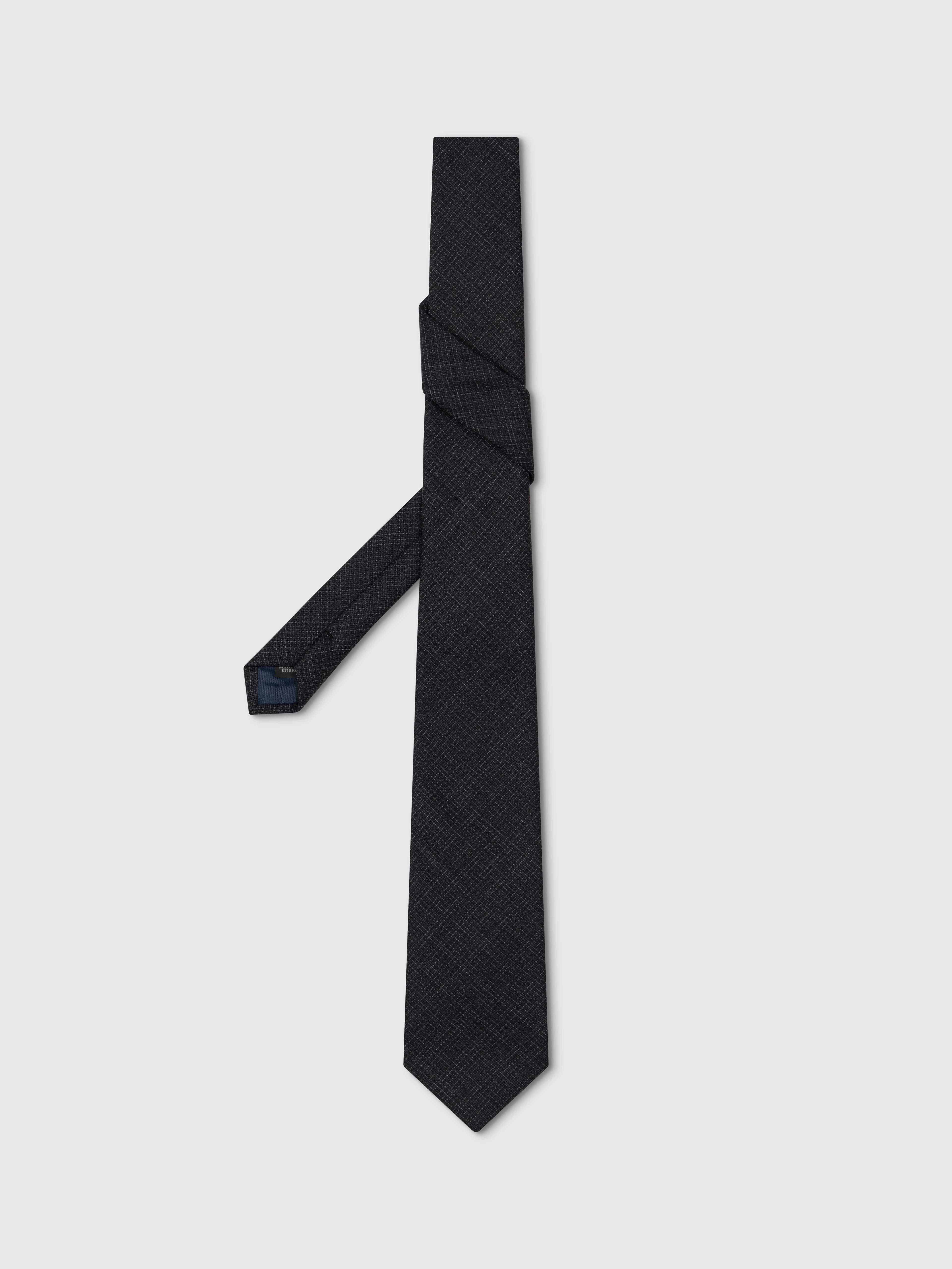 HERITAGE WOOL SLIM TIE_CHARCOAL NAVY